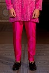 NAFS_Pink Chanderi Zari Embroidered Hot Kurta Set _Online_at_Aza_Fashions