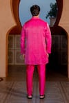 Shop_NAFS_Pink Chanderi Zari Embroidered Hot Kurta Set _at_Aza_Fashions