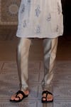 NAFS_Gray Chanderi Embroidery Grey Kurta Set _Online_at_Aza_Fashions