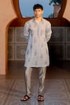 Buy_NAFS_Gray Chanderi Embroidery Grey Kurta Set _at_Aza_Fashions