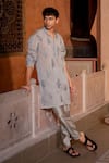 Shop_NAFS_Gray Chanderi Embroidery Grey Kurta Set _at_Aza_Fashions