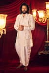 Buy_NAFS_Ivory Chanderi Embroidery Floral Badla Work Bundi Set _at_Aza_Fashions