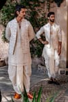 Shop_NAFS_Ivory Chanderi Embroidery Floral Badla Work Bundi Set 