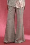 URMIL_Mint Muslin, Silk Lace V-neck Slub Jacket And Pant Set _Online_at_Aza_Fashions