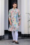 Buy_JUHI BENGANI_Multi Color Organza, Cotton Sequins Printed Kurta Set _at_Aza_Fashions