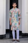 Shop_JUHI BENGANI_Multi Color Organza, Cotton Sequins Printed Kurta Set _Online_at_Aza_Fashions