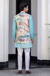 Shop_JUHI BENGANI_Sky Blue Silk, Cotton, Organza Sequins, Embroidery Designer Nehru Jacket Set _at_Aza_Fashions