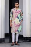 Buy_JUHI BENGANI_Multi Color Organza, Cotton Embroidery Printed Kurta Set _at_Aza_Fashions