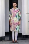 Buy_JUHI BENGANI_Multi Color Organza, Cotton Embroidery Printed Kurta Set _Online_at_Aza_Fashions