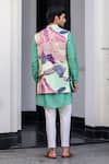 Shop_JUHI BENGANI_Green Silk, Cotton, Organza Sequins, Embroidery Multi Colour Russian Bundi Set _at_Aza_Fashions