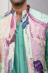 Buy_JUHI BENGANI_Green Silk, Cotton, Organza Sequins, Embroidery Multi Colour Russian Bundi Set 