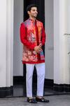 Buy_JUHI BENGANI_Multi Color Silk, Cotton, Organza Sequins, Embroidery Designer Nehru Jacket Set _Online_at_Aza_Fashions