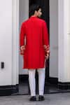 Shop_JUHI BENGANI_Red Silk, Cotton Embroidery, Sequins Kurta Set _at_Aza_Fashions