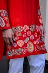 Buy_JUHI BENGANI_Red Silk, Cotton Embroidery, Sequins Kurta Set 