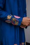 JUHI BENGANI_Blue Silk, Cotton Embroidery Dark Kurta Set _Online_at_Aza_Fashions