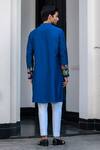 Shop_JUHI BENGANI_Blue Silk, Cotton Embroidery Dark Kurta Set _at_Aza_Fashions