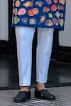 Shop_JUHI BENGANI_Blue Silk, Cotton Embroidery Dark Kurta Set 