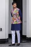 Buy_JUHI BENGANI_Multi Color Silk, Cotton, Organza Nehru Jacket Set _Online_at_Aza_Fashions