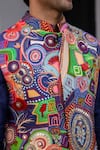 Shop_JUHI BENGANI_Multi Color Silk, Cotton, Organza Nehru Jacket Set _Online_at_Aza_Fashions