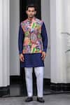 JUHI BENGANI_Multi Color Silk, Cotton, Organza Nehru Jacket Set _at_Aza_Fashions