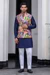 Buy_JUHI BENGANI_Multi Color Silk, Cotton, Organza Nehru Jacket Set _at_Aza_Fashions