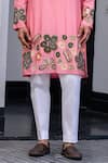 JUHI BENGANI_Pink Cotton, Silk Embroidery Kurta Set _Online_at_Aza_Fashions