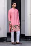 Shop_JUHI BENGANI_Pink Cotton, Silk Embroidery Kurta Set _Online_at_Aza_Fashions