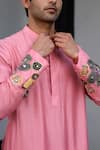 Shop_JUHI BENGANI_Pink Cotton, Silk Embroidery Kurta Set 