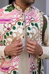 JUHI BENGANI_Cream Silk, Cotton, Muslin Zari Designer Multi Colour Bundi Set _at_Aza_Fashions