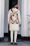 Shop_JUHI BENGANI_Cream Silk, Cotton, Muslin Zari Designer Multi Colour Bundi Set _at_Aza_Fashions