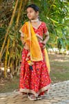 Buy_YUVRAANI JAIPUR_Red Chanderi, Cotton, Net Tassels Cherry Floral Lehenga Set 