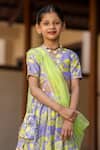 YUVRAANI JAIPUR_Gray , Cotton, Cotton, Net Floral Printed Lehenga Set For Girls _Online_at_Aza_Fashions