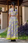 Shop_YUVRAANI JAIPUR_Gray , Cotton, Cotton, Net Floral Printed Lehenga Set For Girls _at_Aza_Fashions