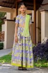 Shop_YUVRAANI JAIPUR_Gray , Cotton, Cotton, Net Floral Printed Lehenga Set For Girls _Online_at_Aza_Fashions