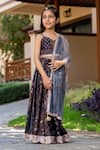 Buy_YUVRAANI JAIPUR_Black Muslin, Cotton, Net Lace, Embroidery Floral Printed Grey And Lehenga Set _Online_at_Aza_Fashions