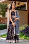 Buy_YUVRAANI JAIPUR_Black Muslin, Cotton, Net Lace, Embroidery Floral Printed Grey And Lehenga Set _at_Aza_Fashions