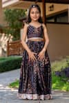 Shop_YUVRAANI JAIPUR_Black Muslin, Cotton, Net Lace, Embroidery Floral Printed Grey And Lehenga Set _Online_at_Aza_Fashions