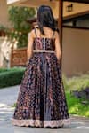Shop_YUVRAANI JAIPUR_Black Muslin, Cotton, Net Lace, Embroidery Floral Printed Grey And Lehenga Set _at_Aza_Fashions