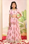 Buy_YUVRAANI JAIPUR_Pink , Cotton, Cotton, Net Blush Digital Print Lehenga Set 