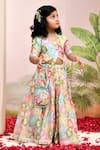 Shop_YUVRAANI JAIPUR_Multi Color Chanderi, Cotton, Net Multi-colored Lehenga Set For Girls _at_Aza_Fashions