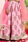 Buy_YUVRAANI JAIPUR_Pink Chanderi, Cotton, Net Tassels Floral Lehenga Set For Girls _Online_at_Aza_Fashions