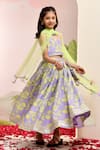 Shop_YUVRAANI JAIPUR_Purple Chanderi, Cotton, Net Tassels And Yellow Designer Lehenga Set _at_Aza_Fashions