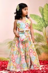 Buy_YUVRAANI JAIPUR_Multi Color , Cotton, Multi-colored Lehenga Set For Girls _at_Aza_Fashions