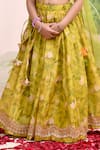 Shop_YUVRAANI JAIPUR_Yellow Muslin, Cotton, Net Tassels Green Designer Lehenga Set _Online_at_Aza_Fashions