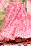 Buy_YUVRAANI JAIPUR_Pink Chanderi, Cotton, Net Embroidery, Tassels Neon Digital Print Lehenga Set _Online_at_Aza_Fashions