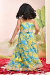 Shop_YUVRAANI JAIPUR_Blue Muslin, Cotton, Net Neon And Yellow Lehenga Set _at_Aza_Fashions