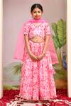 Buy_Yuvraani Jaipur_Pink , , Net, Tassels Neon Lehenga Set For Girls_at_Aza_Fashions