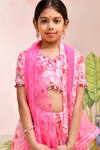 Shop_Yuvraani Jaipur_Pink , , Net, Tassels Neon Lehenga Set For Girls_at_Aza_Fashions