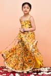 Buy_YUVRAANI JAIPUR_Yellow Muslin, Cotton, Net Lace, Sequins Digital Print Lehenga Set _Online_at_Aza_Fashions