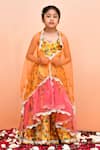 Buy_YUVRAANI JAIPUR_Yellow Muslin, Cotton, Net Lace, Sequins Digital Print Lehenga Set _at_Aza_Fashions